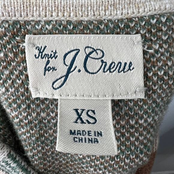 Knit for J.Crew Brown Green Wool Plaid Button-Up Sweater Shaket Collar BC594 XS - Picture 5 of 7